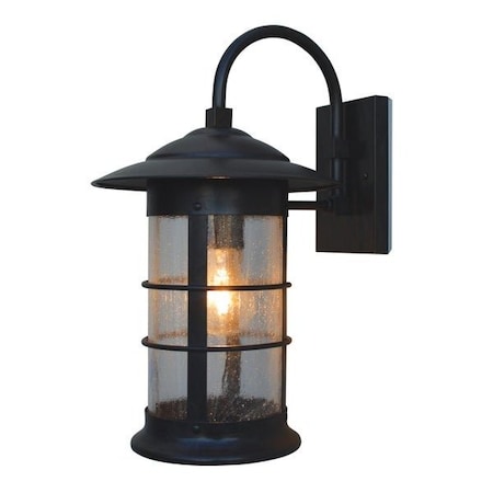 Arroyo Craftsman 9" Newport Long Body Wall Mount, Pewter, Rain Mist Glass NB-9LRM-P